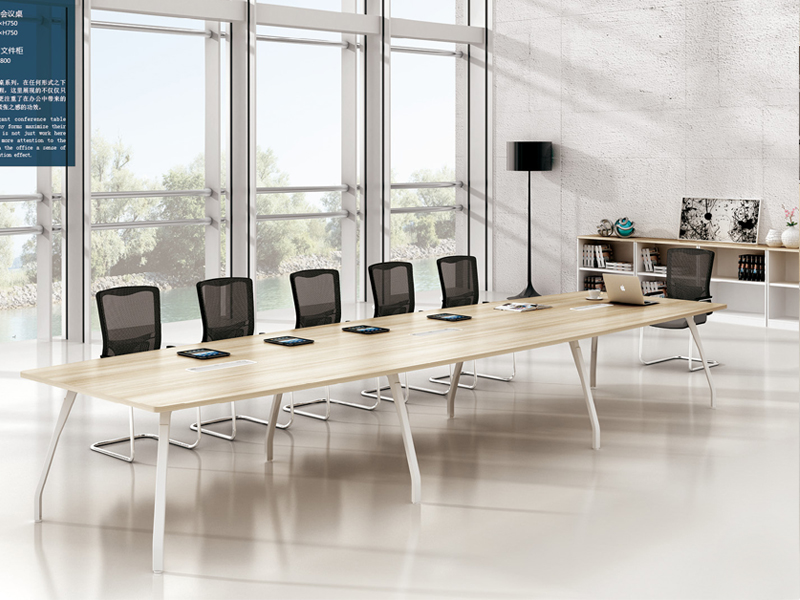 美耐家具 辦公簡易版大小型會議桌簡約現(xiàn)代洽談桌鋼木條形培訓(xùn)桌